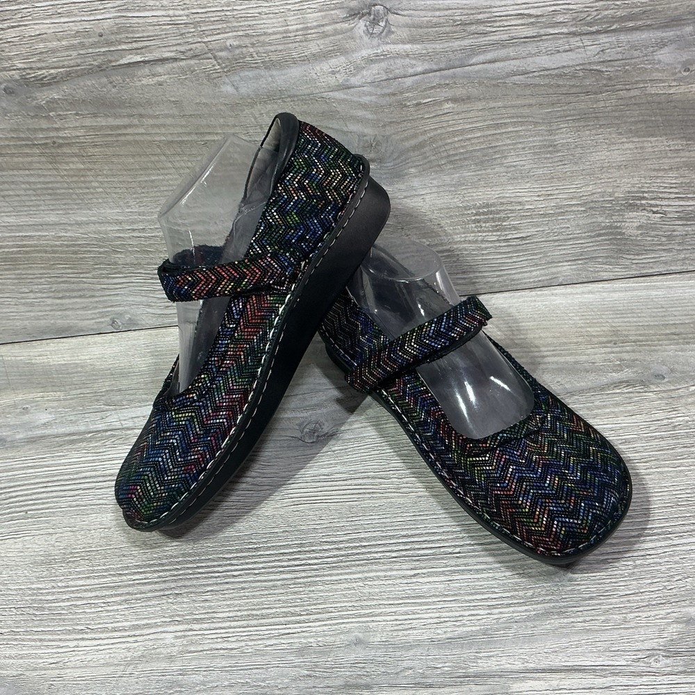 Alegria Belle Ric Rack Rainbow EU 41 US 10.5 Colorful Chevron Mary Janes Vegan - Picture 8 of 12